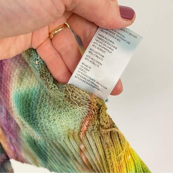 Handmade Ice Tie Dye Cardigan Sweater Womens Size XS Small Rainbow Multicolor - Picture 9 of 11